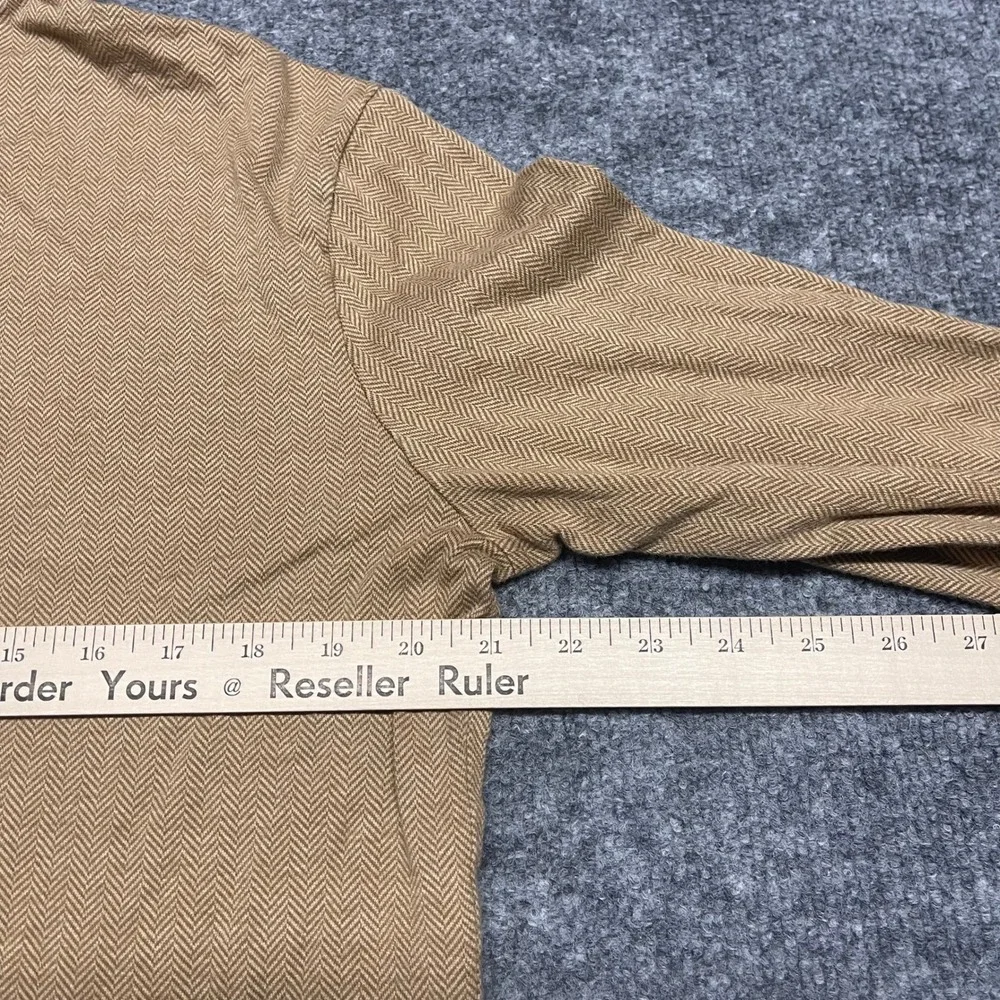 Polo Ralph Lauren Polo Shirt Mens Large Tan Herringbone Long Sleeve Custom Slim